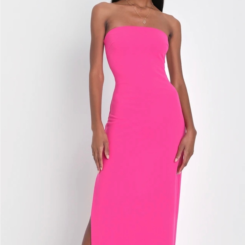 Pink Strapless Bodycon Maxi Dress